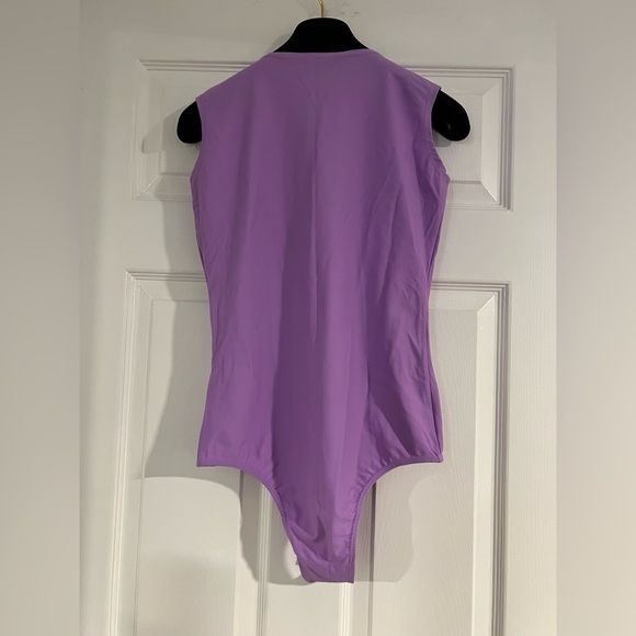 Loulou X AMR crew neck sleeveless bodysuit fitted w stretch Lavender size S EUC - Picture 3 of 8